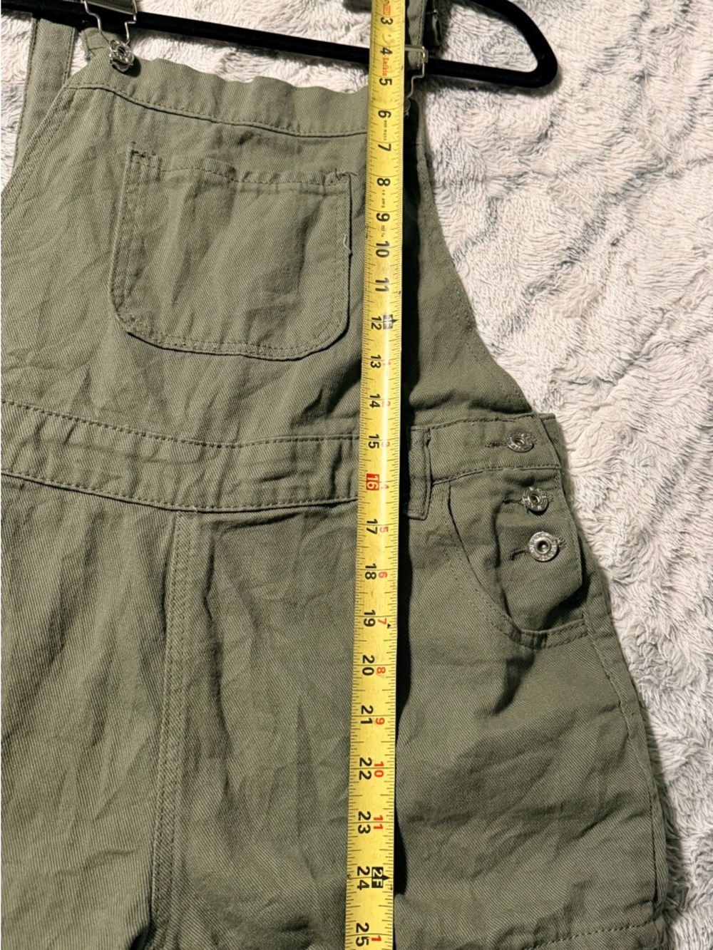 Olive Green Short Overall Romper - Casual Women's Jumpsuit - Picture 7 of 7
